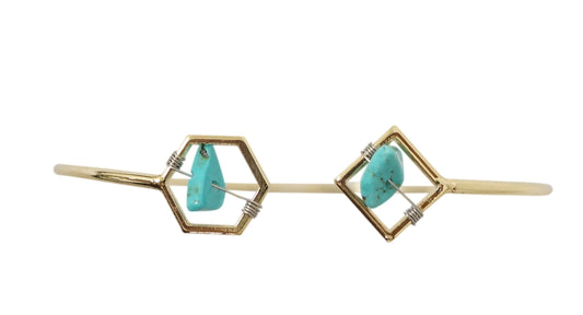 Geometry Wire Bangle with Faux Coral