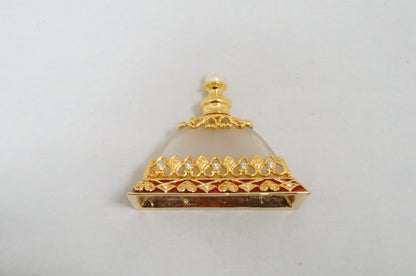 Vintage Cristiani Collezione Essential Oil Perfume Red with Gold Toned Crystal Pewter  14K Gold PlatedGlass Bottles