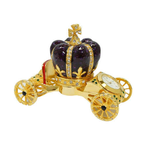Cristiani Collezione  Purple King Crown on Gold Carriage Figurine Ornament 14K Gold Plated