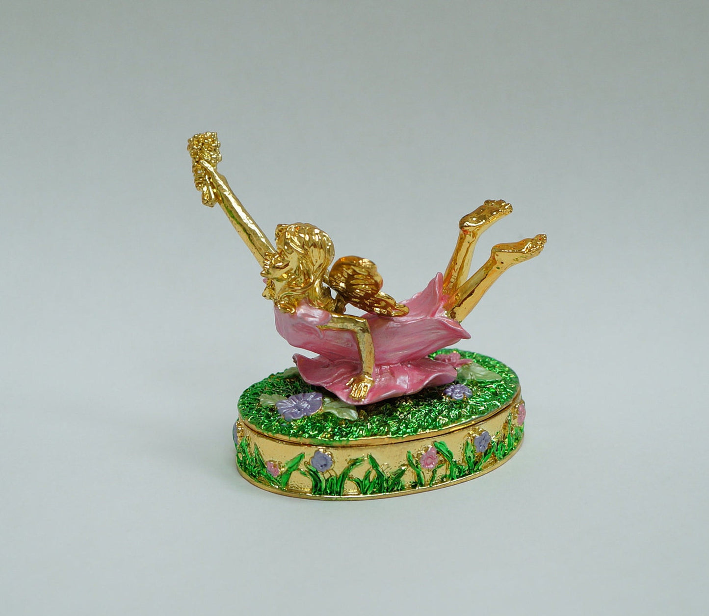 Cristiani Collezione Flying Fairy Trinket Box 14K Gold Plated