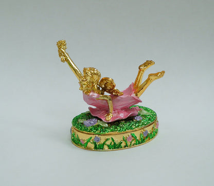 Cristiani Collezione Flying Fairy Trinket Box 14K Gold Plated