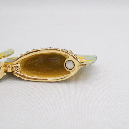 Cristiani Collezione Tropical Butterfly Fish Trinket Pewter Jeweled Enameled 14K Gold Plated