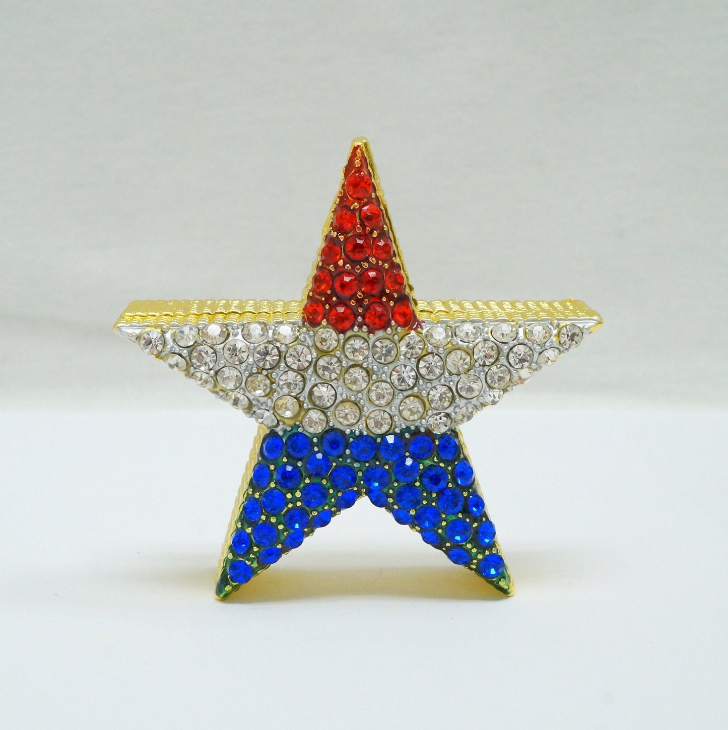 Cristiani Collezione Fourth of July Star Jeweled Pewter Trinket 14K Gold Plated