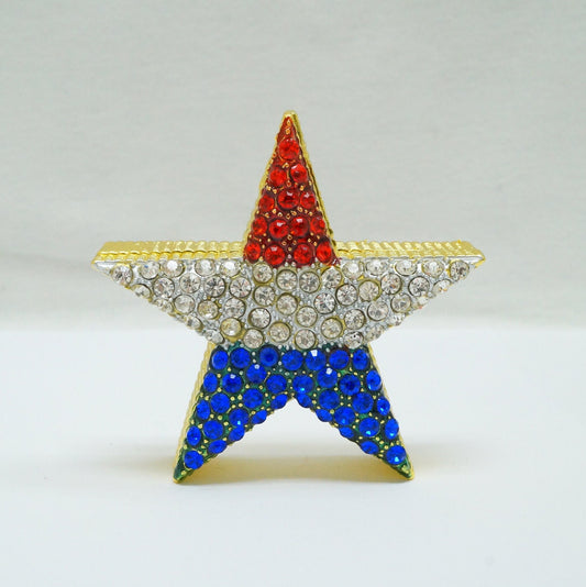 Cristiani Collezione Fourth of July Star Jeweled Pewter Trinket 14K Gold Plated