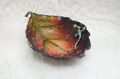Playful Chameleon in Autumn Decorative Bowl