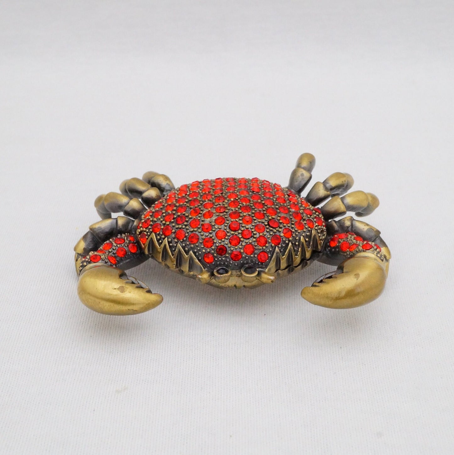 Cristiani Collezione Vintage Crystal Crab Trinket Box Pewter Jeweled Enameled