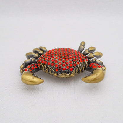 Cristiani Collezione Vintage Crystal Crab Trinket Box Pewter Jeweled Enameled