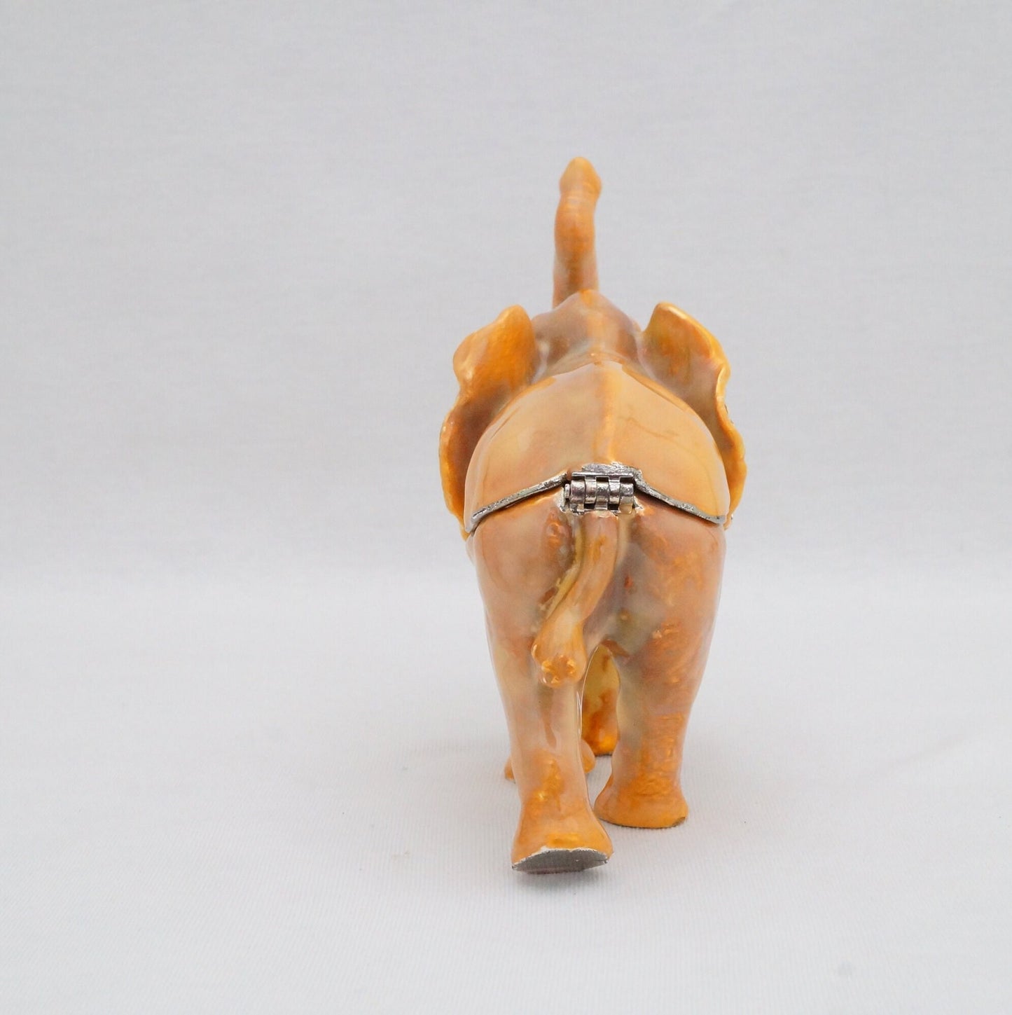 Cristaini Collezione Large Cream Yellow Elephant Trinket Box Pewter Jeweled Enameled