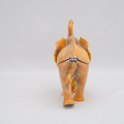 Cristaini Collezione Large Cream Yellow Elephant Trinket Box Pewter Jeweled Enameled