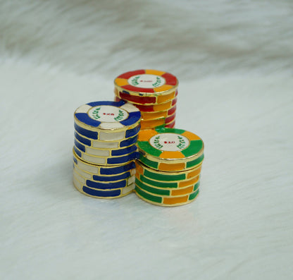 Cristiani Collezione Poker Chip Trinket Box 14K Gold Plated