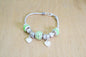 Faux Beaded Multi Charms Silver Toned Bracelet Fashion Jewelry