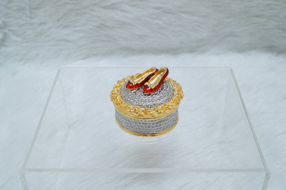 Cristiani Collezione Shoes on Lid Round Trinket Box