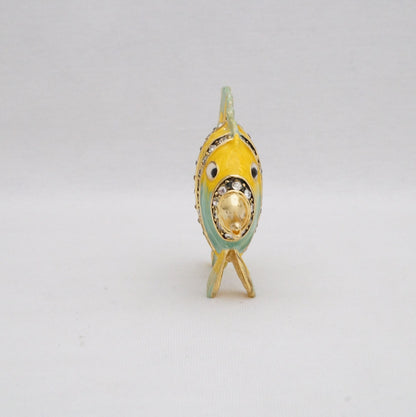 Cristiani Collezione Tropical Butterfly Fish Trinket Pewter Jeweled Enameled 14K Gold Plated