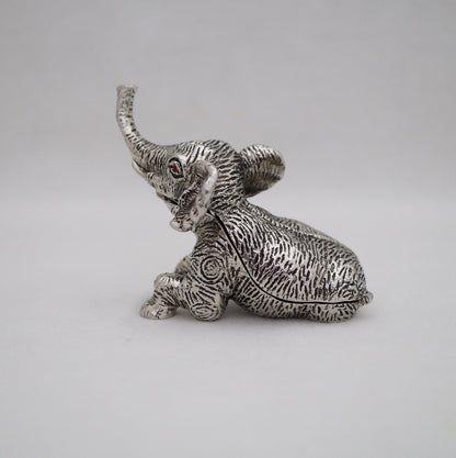 Cristiani Collezione Vintage Silver Sitting Elephant Trinket Box Pewter
