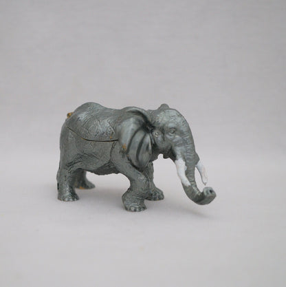 Cristiani Collezione Gray Elephant Trinket Bow Pewter Enameled 14K Gold Plated