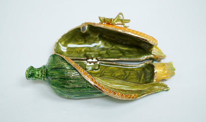 Cristiani Collezione Large Corn Trinket Box 14K Gold Plated