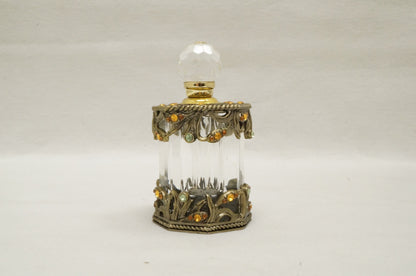 Vintage Cristiani Collezione Essential Oil Perfume Crystal Pewter Glass Bottles 14K Gold Plated