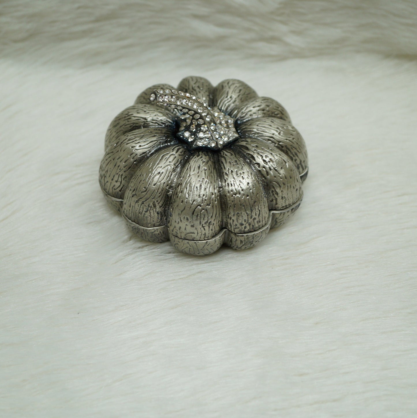 Christiani Collezione Large Silver Pumpkin Trinket Box.