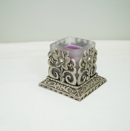 Cristiani Collezione Silver Flower Pattern Candle Holder