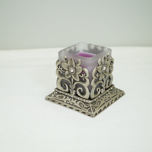 Cristiani Collezione Silver Flower Pattern Candle Holder