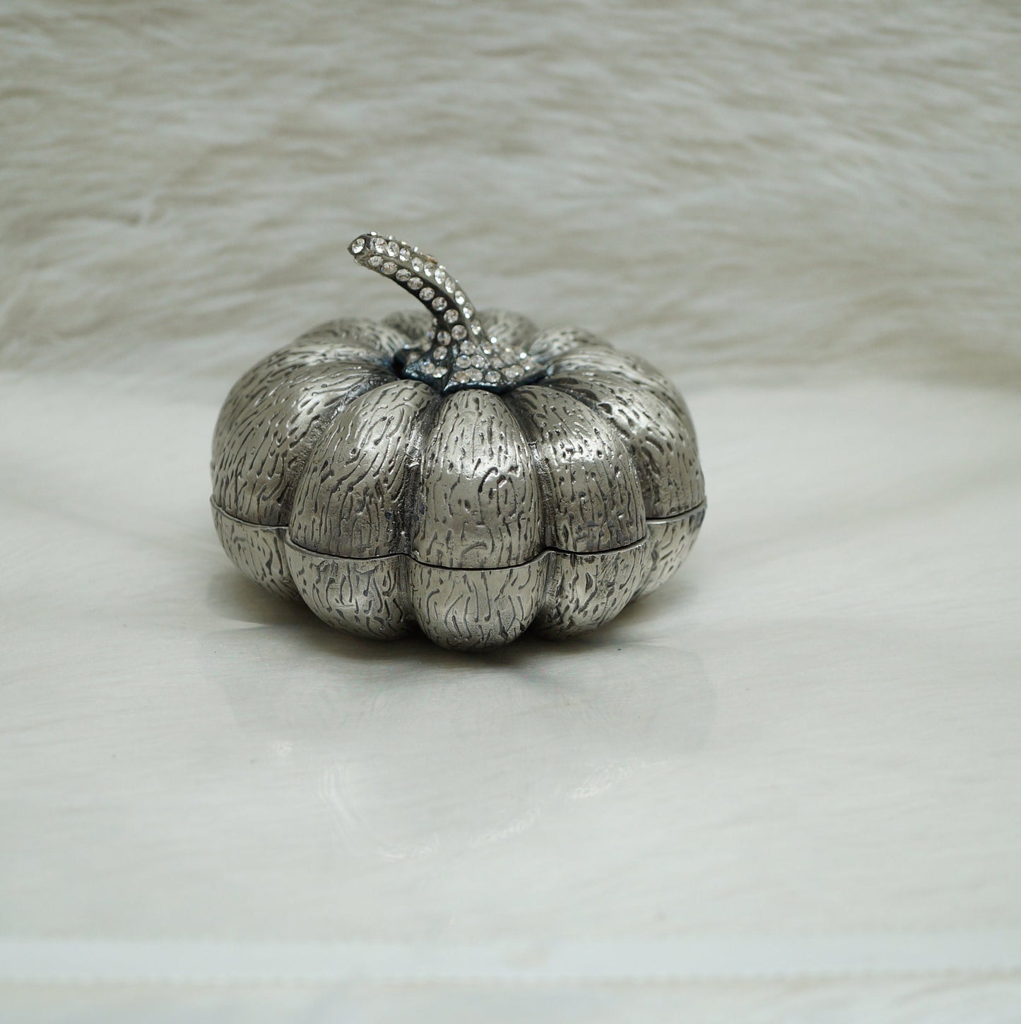 Christiani Collezione Large Silver Pumpkin Trinket Box.