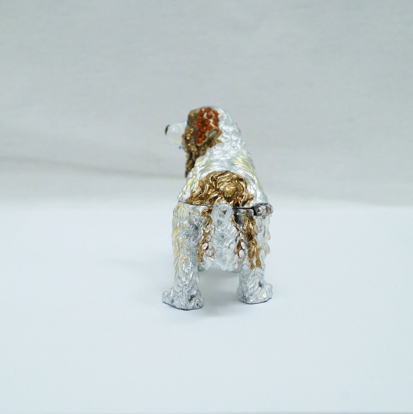 Cristiani Collezione Cavalier King Charles Spaniel Dog Jeweled Pewter Trinket