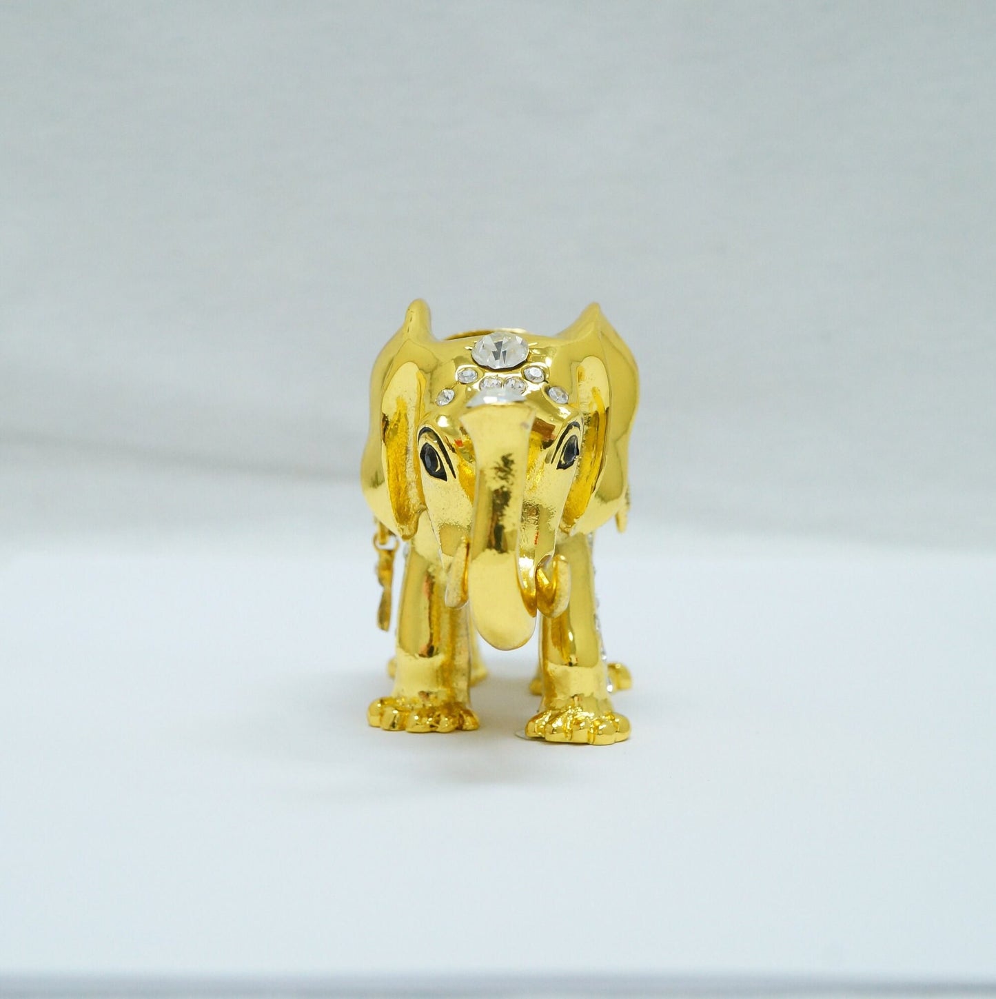 Cristiani Collezione Gold Toned Jeweled Indian Pewter Elephant Trinket 14K Gold Plated