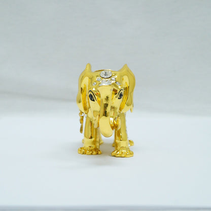 Cristiani Collezione Gold Toned Jeweled Indian Pewter Elephant Trinket 14K Gold Plated