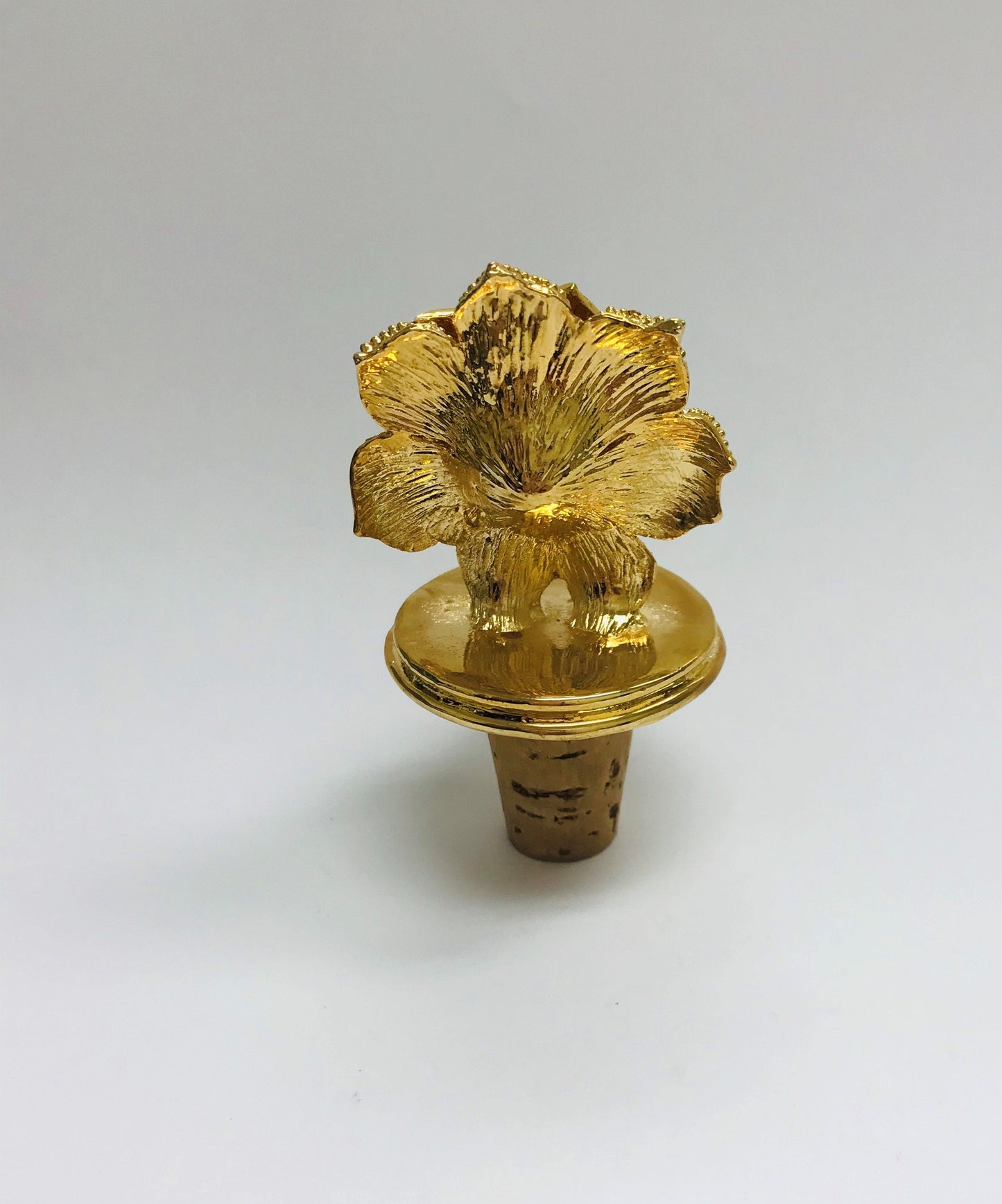 Gold Flower Style  Wine Stopper 14K Gold Plated