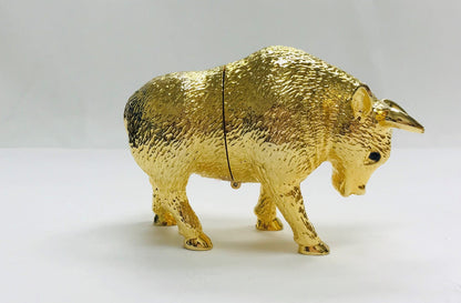 Cristiani Collezione Gold Buffalo Trinket Box 14K Gold Plated