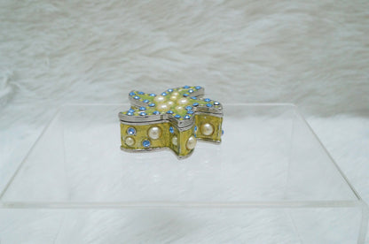 Cristiani Collezione Green Star Faux Pearl Jewel Trinket Box