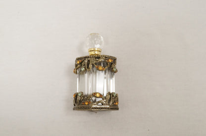Vintage Cristiani Collezione Essential Oil Perfume Crystal Pewter Glass Bottles 14K Gold Plated