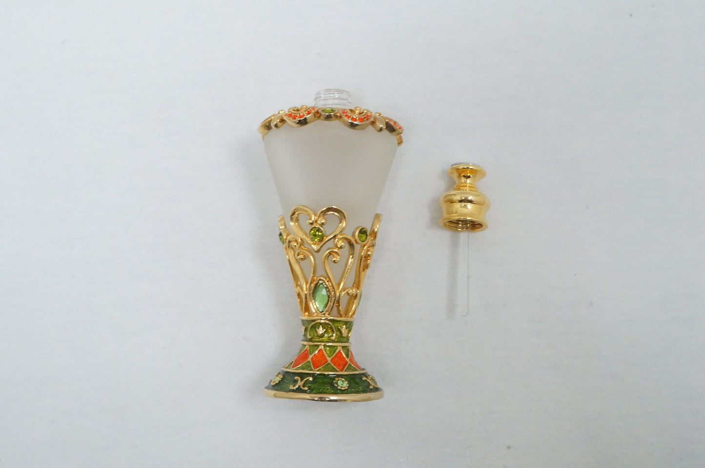 Vintage Cristiani Collezione Essential Oil Perfume Crystal Pewter Glass Bottles