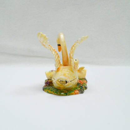 Vintage Mother Swan with Two Babies Swan Jeweled Pewter Trinket