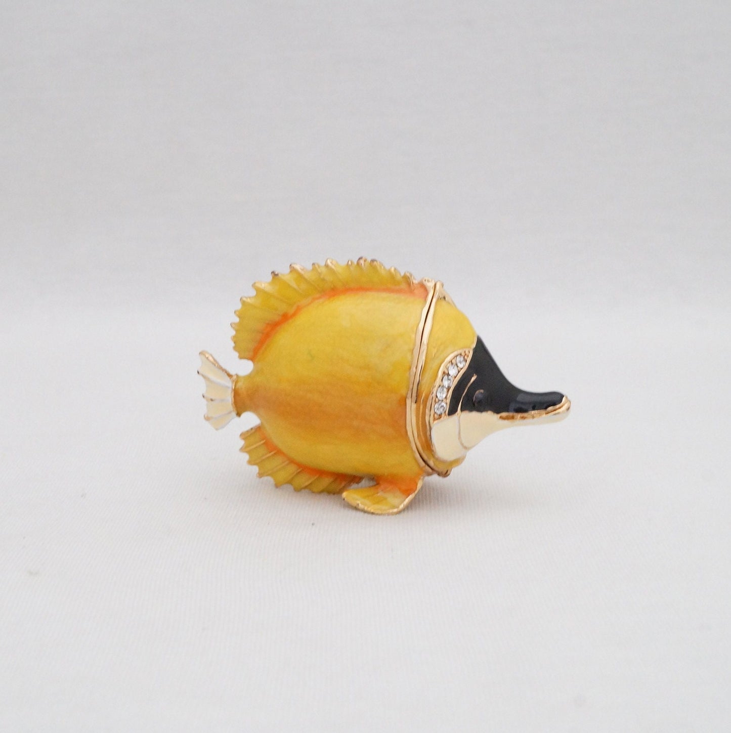 Cristiani Collezione Tropical Butterfly Fish Trinket Pewter Jeweled Enameled 14K Gold Plated