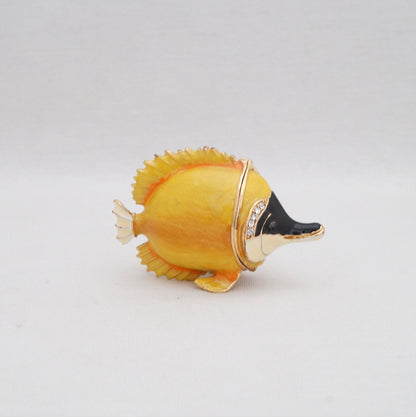 Cristiani Collezione Tropical Butterfly Fish Trinket Pewter Jeweled Enameled 14K Gold Plated