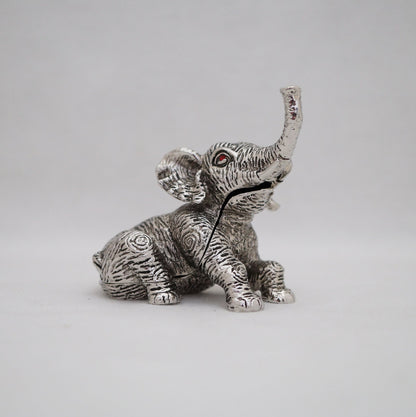 Cristiani Collezione Vintage Silver Sitting Elephant Trinket Box Pewter