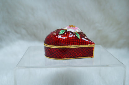 Cristiani Collezione Vintage Large Heart Floral Trinket Box 14K Gold Plated
