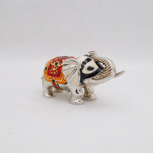 Cristiani Collezione  Rajasthan Indian Elephant Trinket Box Pewter Jeweled Enameled