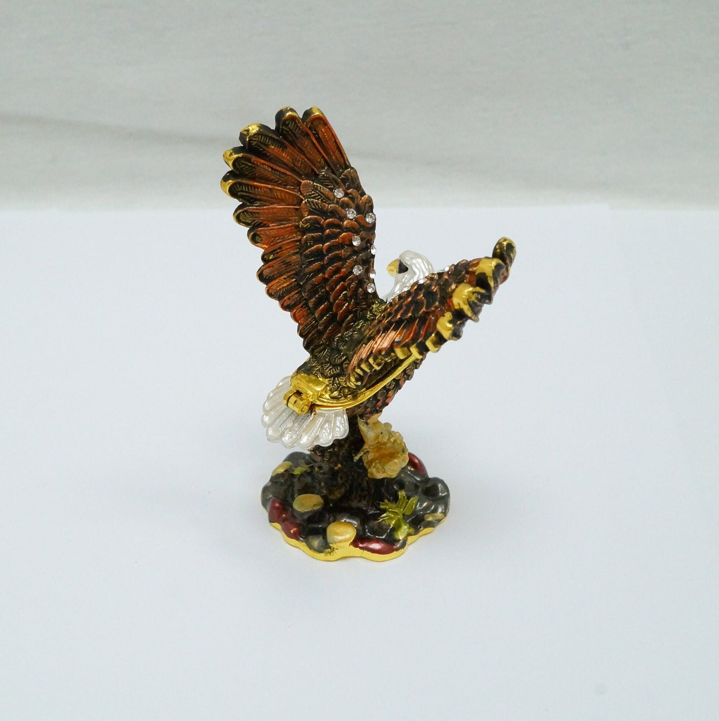 Cristiani Collezione Soaring Eagle Jeweled Pewter Trinket 14K Gold Plated