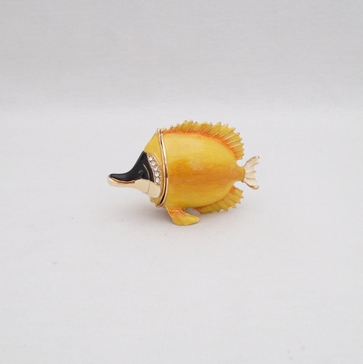 Cristiani Collezione Tropical Butterfly Fish Trinket Pewter Jeweled Enameled 14K Gold Plated