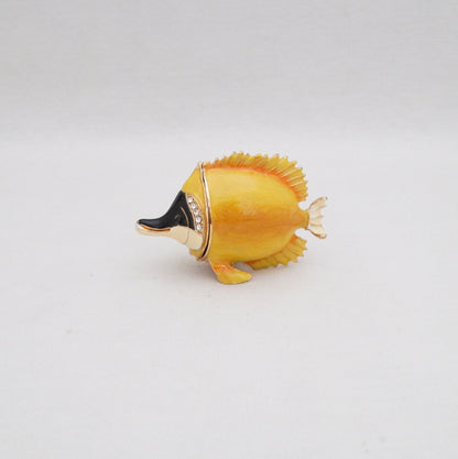 Cristiani Collezione Tropical Butterfly Fish Trinket Pewter Jeweled Enameled 14K Gold Plated