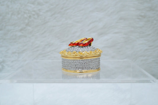Cristiani Collezione Shoes on Lid Round Trinket Box