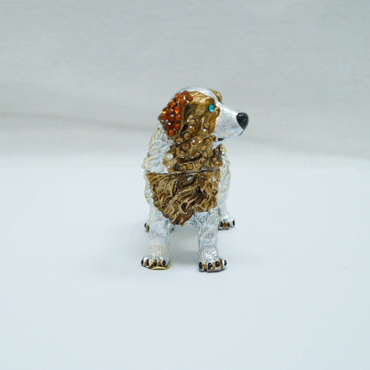 Cristiani Collezione Cavalier King Charles Spaniel Dog Jeweled Pewter Trinket