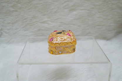 Cristiani Collezione Gold Pink Butterfly Design  Lid Jeweled Trinket Box 14K Gold Plated