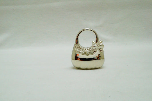 Vintage Silver Toned Mini Handbag Trinket Box Pewter Jeweled Enameled