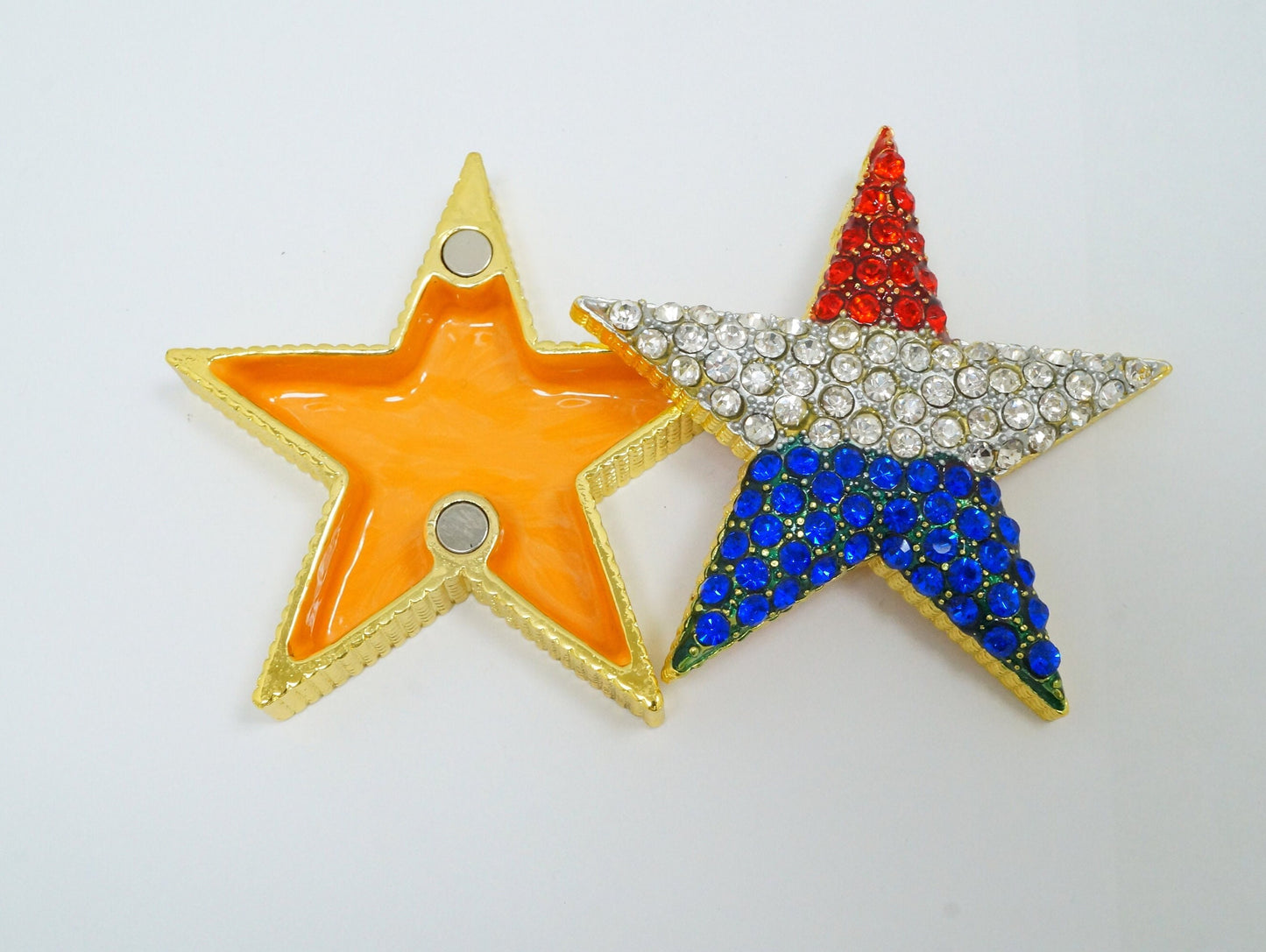 Cristiani Collezione Fourth of July Star Jeweled Pewter Trinket 14K Gold Plated
