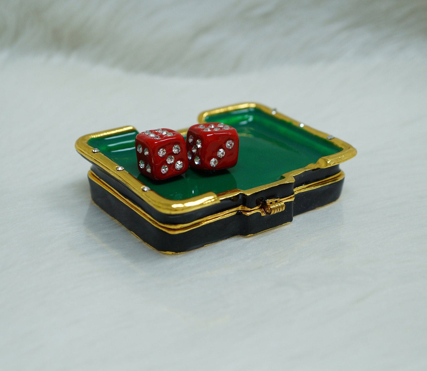 Cristiani Collezione Poker Table Trinket Box 14K Gold Plated