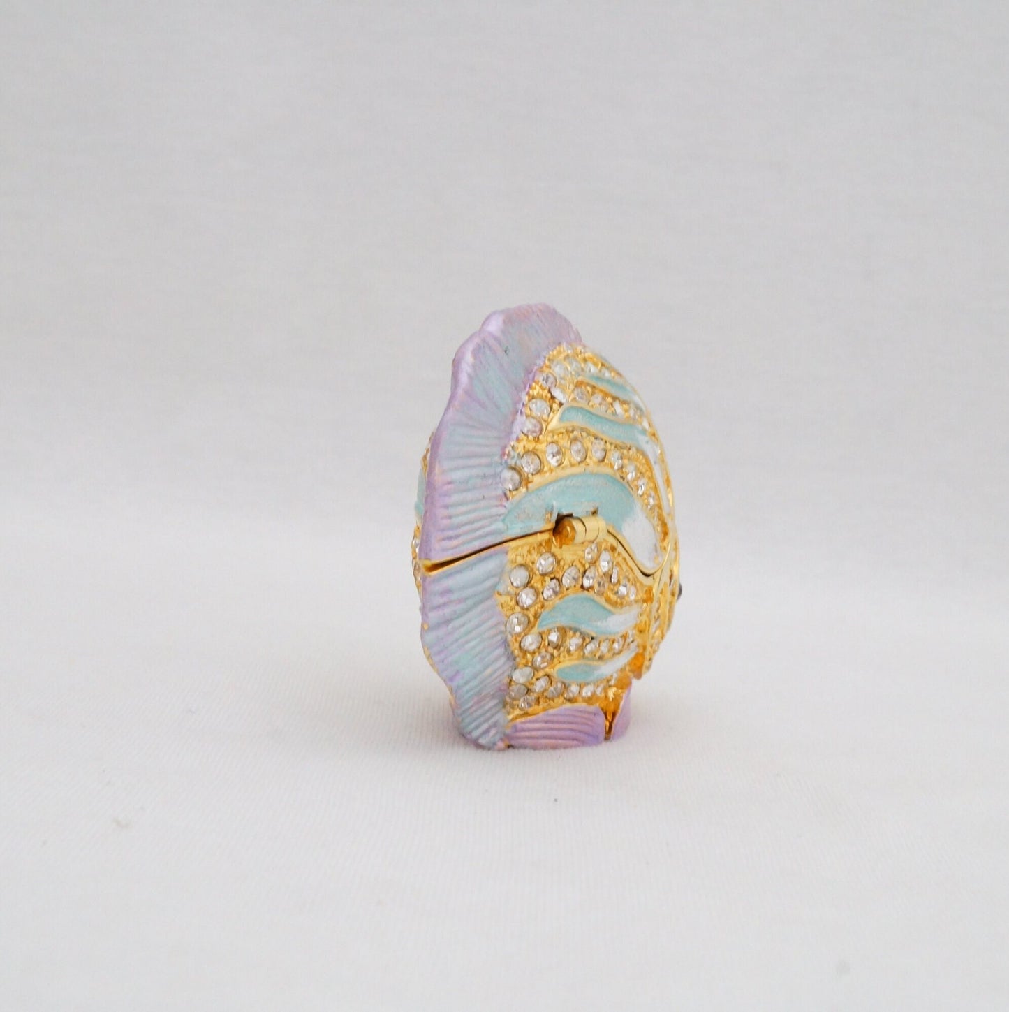 Cristiani Collezione Tropical Butterfly Fish Trinket Box Pewter Jeweled Enameled 14K Gold Plated