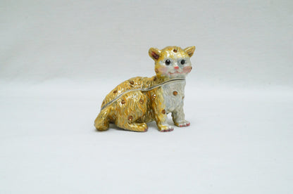 Cristiani Collezione Cat Trinket Pewter Enameled Jeweled